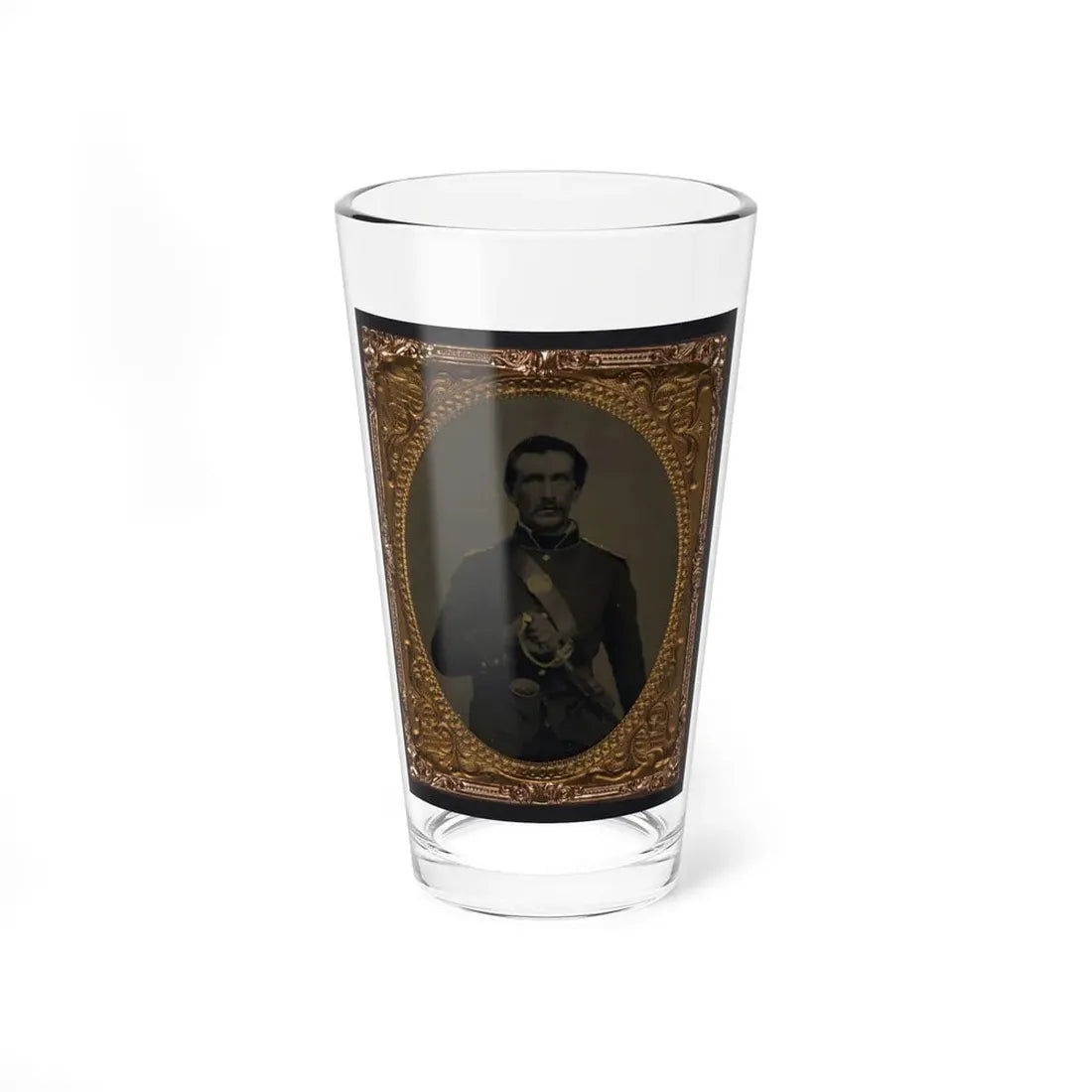 Unidentified Soldier In Union Uniform And Shoulder Scales With Model 1860 Field And Staff Officer's Sword (U.S. Civil War) Pint Glass 16oz 16oz - Go Mug Yourself