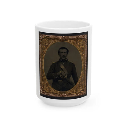 Unidentified Soldier In Union Uniform And Shoulder Scales With Model 1860 Field And Staff Officer's Sword (U.S. Civil War) White Coffee Mug-15oz-Go Mug Yourself