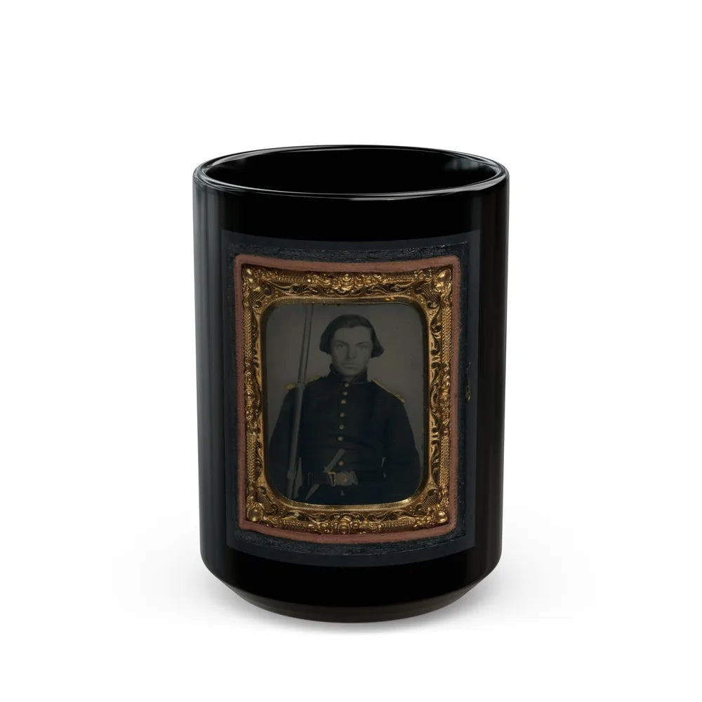 Unidentified Soldier In Union Uniform And Shoulder Scales With Musket And Knife (U.S. Civil War) Black Coffee Mug-15oz-Go Mug Yourself