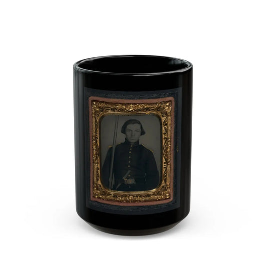 Unidentified Soldier In Union Uniform And Shoulder Scales With Musket And Knife (U.S. Civil War) Black Coffee Mug-15oz-Go Mug Yourself