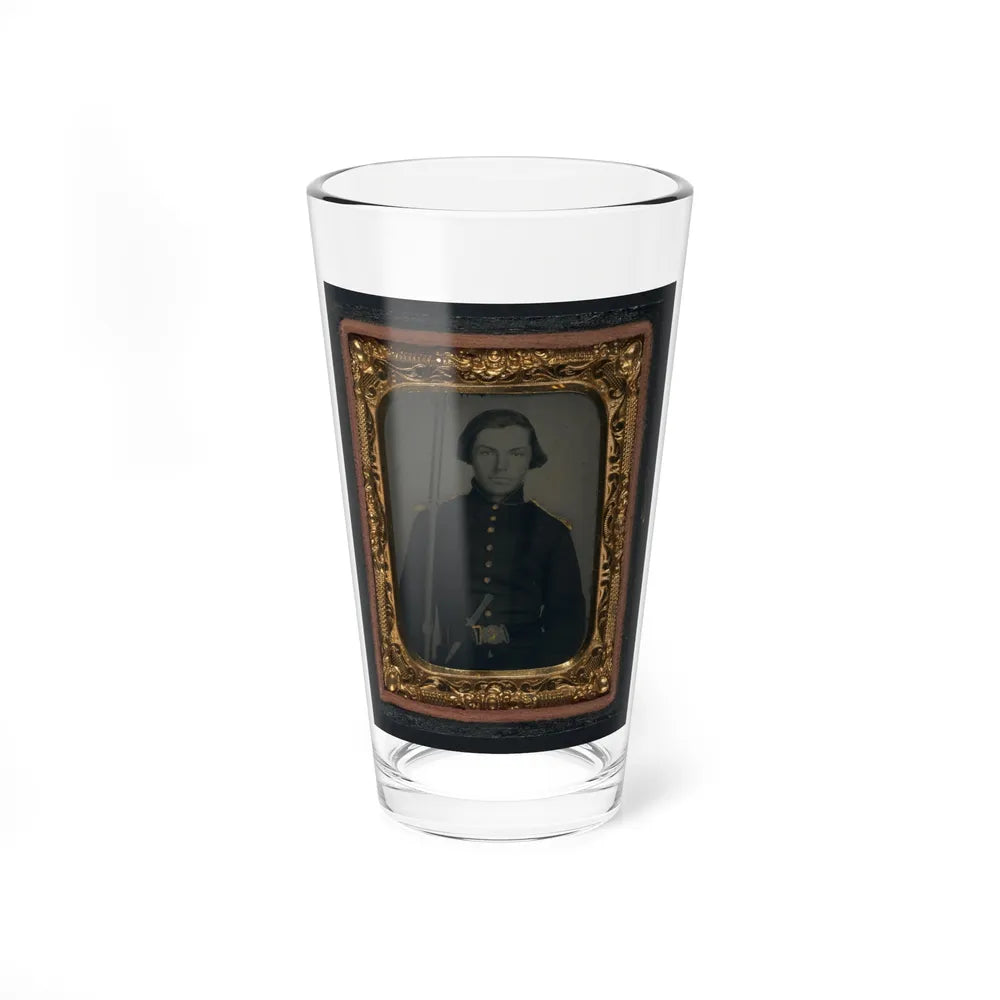 Unidentified Soldier In Union Uniform And Shoulder Scales With Musket And Knife (U.S. Civil War) Pint Glass 16oz-16oz-Go Mug Yourself