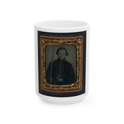 Unidentified Soldier In Union Uniform And Shoulder Scales With Musket And Knife (U.S. Civil War) White Coffee Mug-15oz-Go Mug Yourself