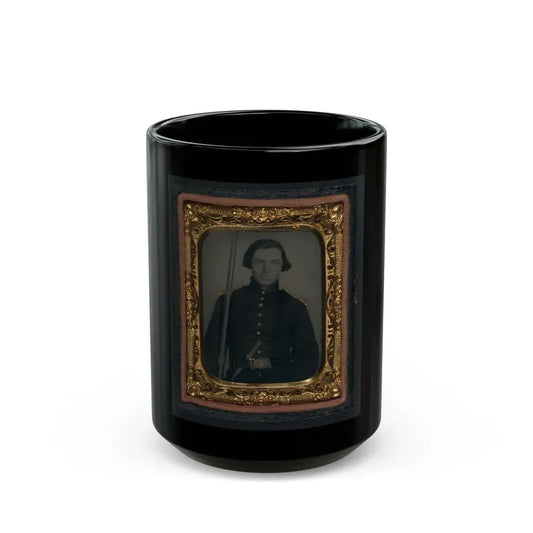 Unidentified Soldier In Union Uniform And Shoulder Scales With Musket And Knife (U.S. Civil War) Black Coffee Mug 15oz - Go Mug Yourself