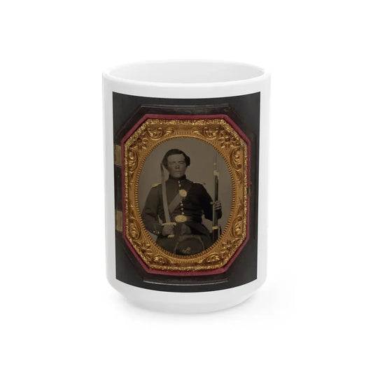 Unidentified Soldier In Union Uniform And Shoulder Scales With Musket And Sword (U.S. Civil War) White Coffee Mug 15oz - Go Mug Yourself
