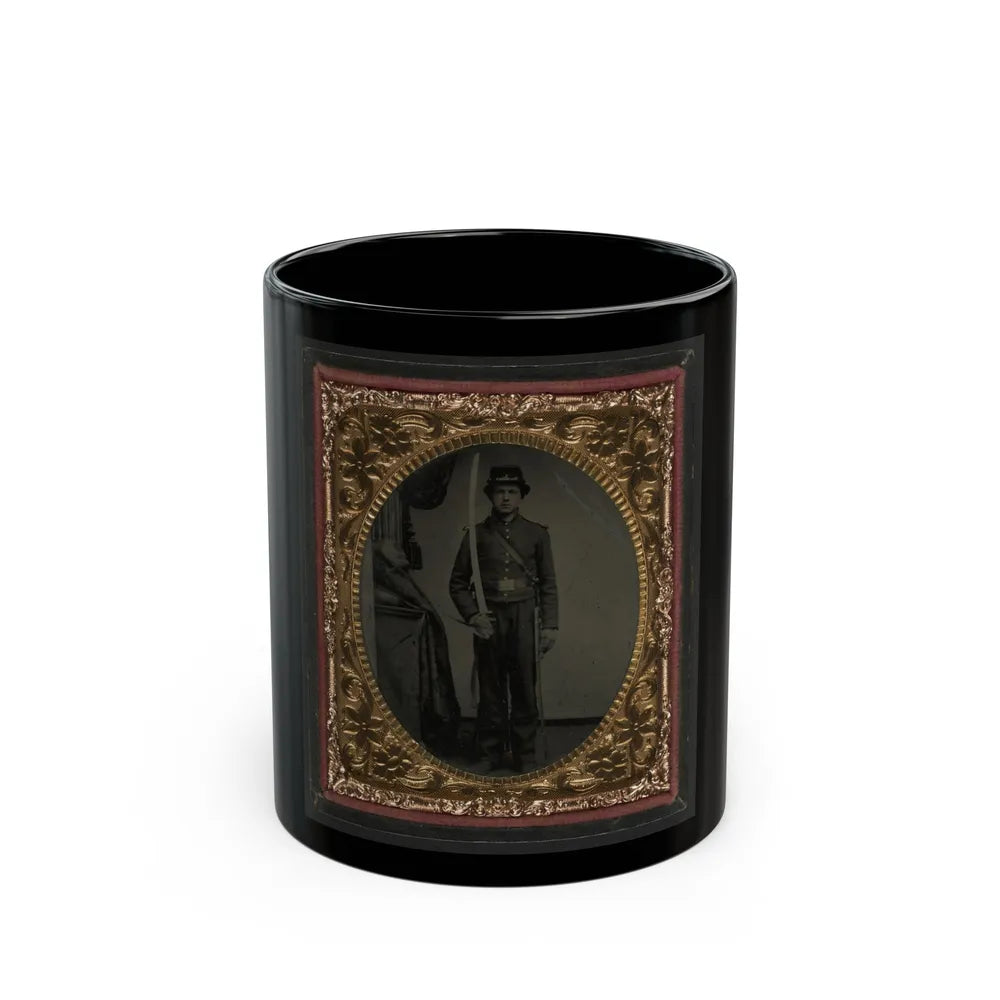 Unidentified Soldier In Union Uniform And Shoulder Scales With Sword (U.S. Civil War) Black Coffee Mug-11oz-Go Mug Yourself