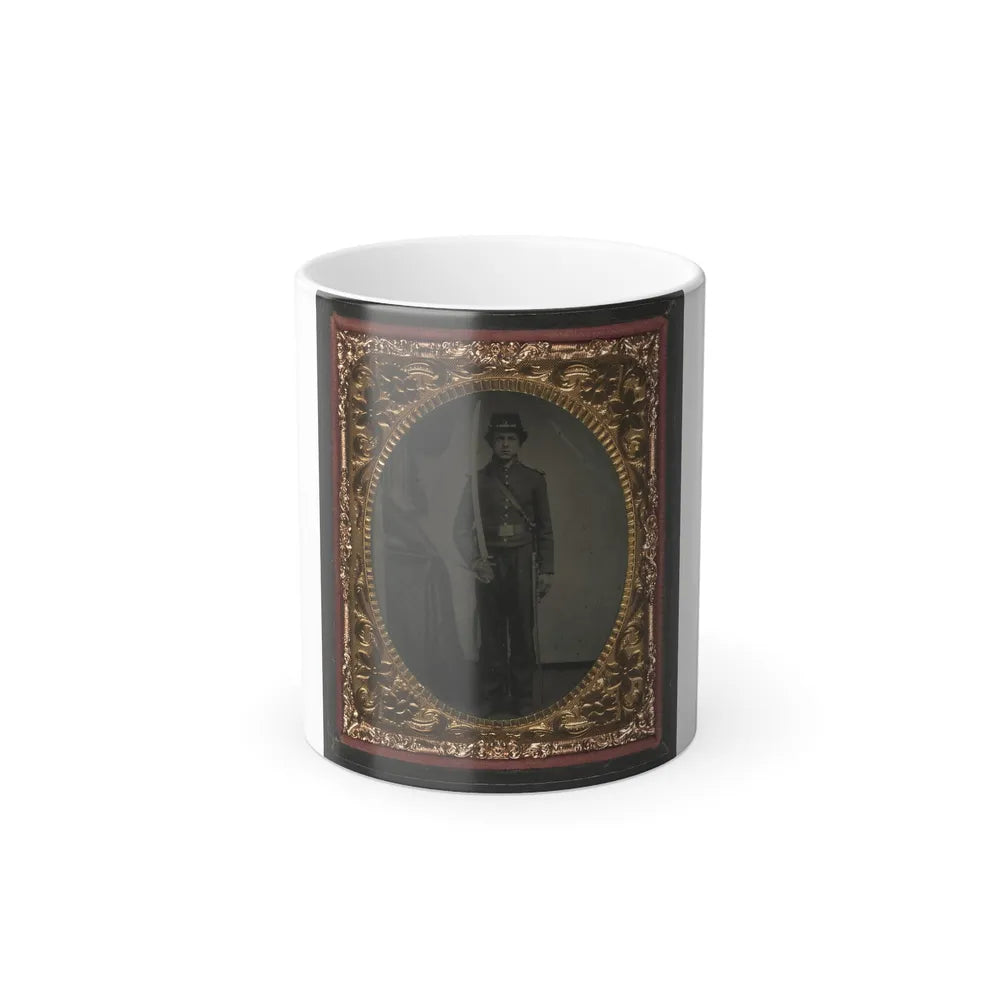 Unidentified Soldier in Union Uniform and Shoulder Scales With Sword (U.S. Civil War) Color Changing Coffee Mug 11oz-11oz-Go Mug Yourself