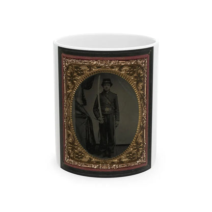 Unidentified Soldier In Union Uniform And Shoulder Scales With Sword (U.S. Civil War) White Coffee Mug-11oz-Go Mug Yourself