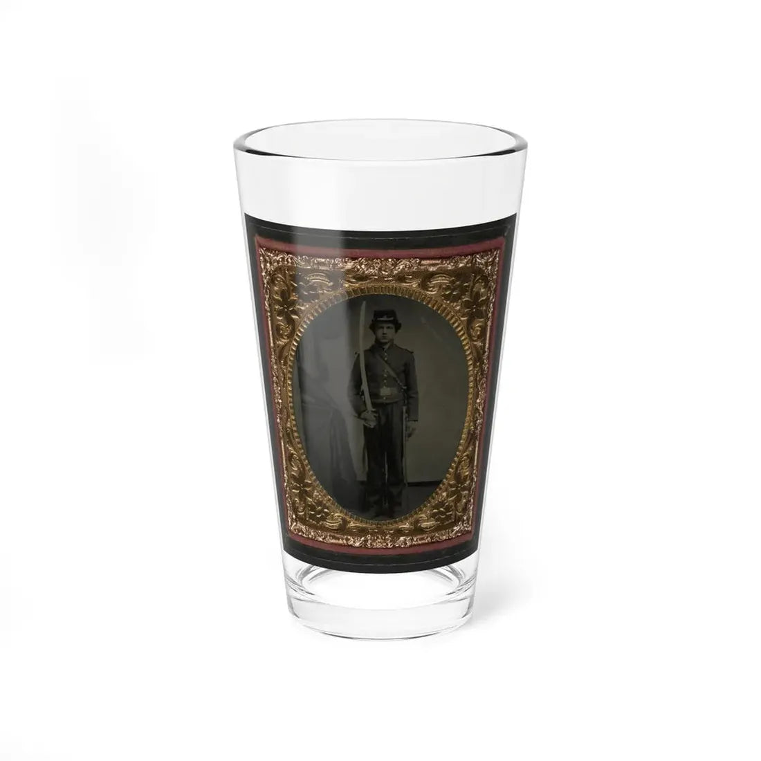 Unidentified Soldier In Union Uniform And Shoulder Scales With Sword (U.S. Civil War) Pint Glass 16oz 16oz - Go Mug Yourself