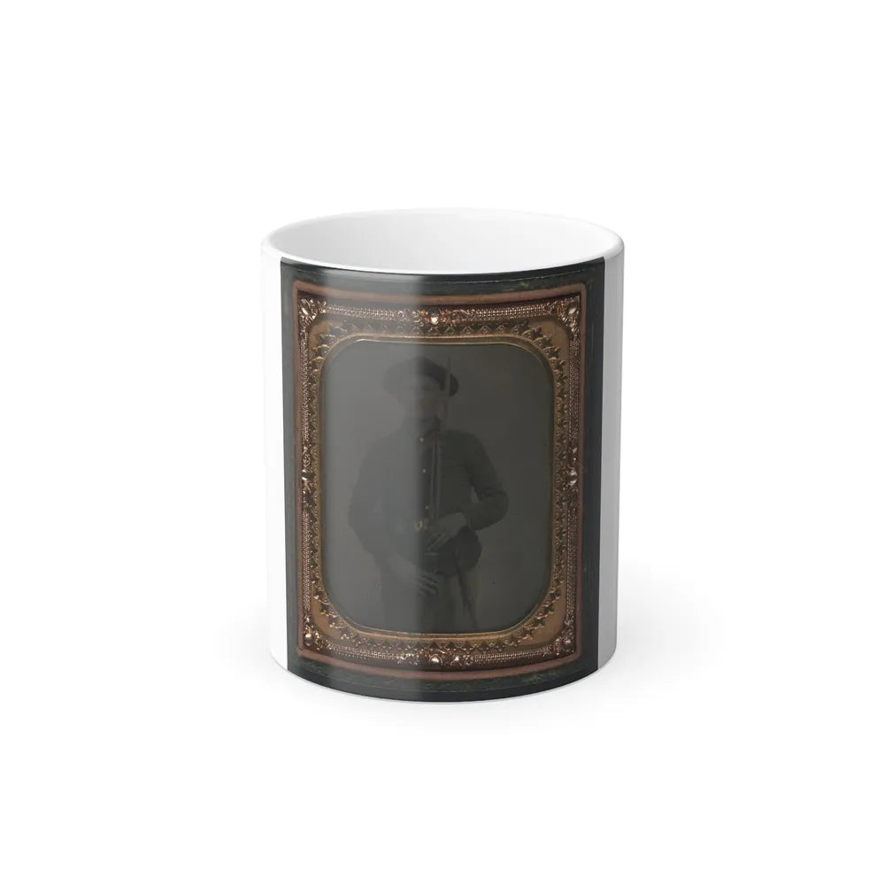 Unidentified Soldier in Union Uniform and Slouch Cap With Bayoneted Musket, Cap Box, Cartridge Box, and Bayonet Scabbard (U.S. Civil War) Color Changing Coffee Mug 11oz-11oz-Go Mug Yourself