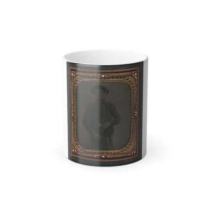 Unidentified Soldier in Union Uniform and Slouch Cap With Bayoneted Musket, Cap Box, Cartridge Box, and Bayonet Scabbard (U.S. Civil War) Color Changing Coffee Mug 11oz-11oz-Go Mug Yourself