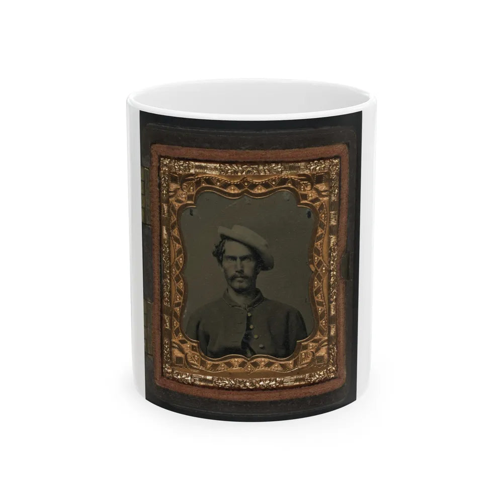 Unidentified Soldier In Union Uniform And Slouch Hat 001 (U.S. Civil War) White Coffee Mug-11oz-Go Mug Yourself