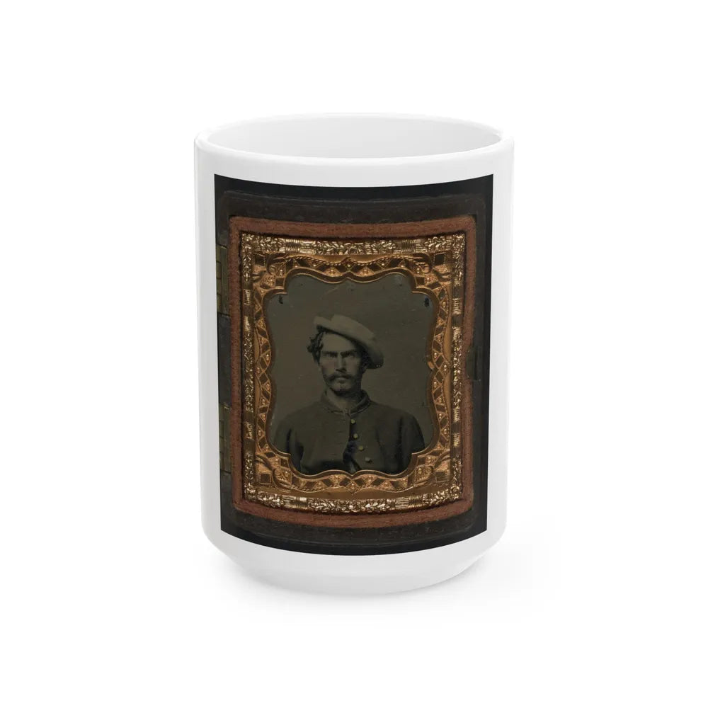 Unidentified Soldier In Union Uniform And Slouch Hat 001 (U.S. Civil War) White Coffee Mug-15oz-Go Mug Yourself