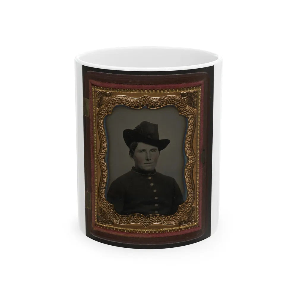 Unidentified Soldier In Union Uniform And Slouch Hat 002 (U.S. Civil War) White Coffee Mug-11oz-Go Mug Yourself