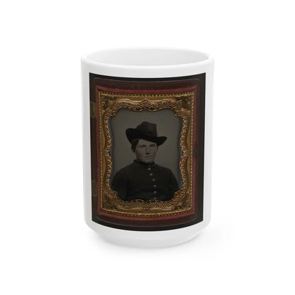 Unidentified Soldier In Union Uniform And Slouch Hat 002 (U.S. Civil War) White Coffee Mug-15oz-Go Mug Yourself