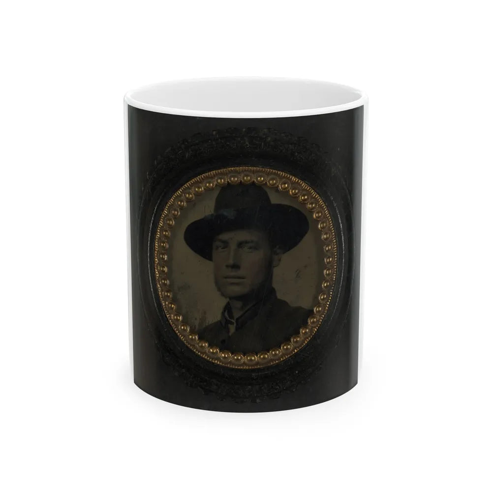 Unidentified Soldier In Union Uniform And Slouch Hat 003 (U.S. Civil War) White Coffee Mug-11oz-Go Mug Yourself