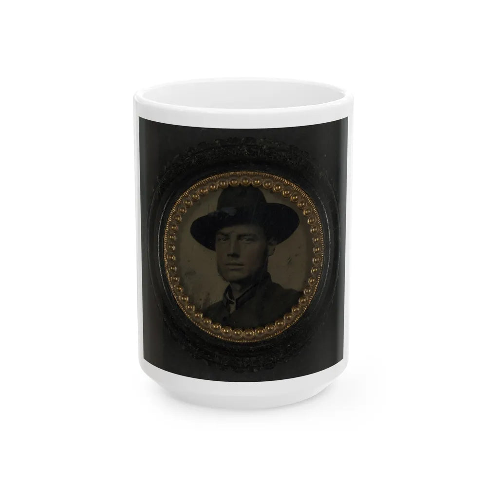 Unidentified Soldier In Union Uniform And Slouch Hat 003 (U.S. Civil War) White Coffee Mug-15oz-Go Mug Yourself