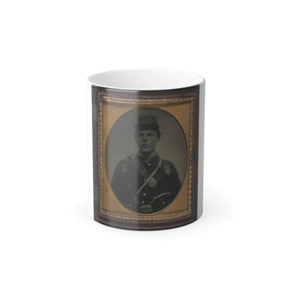 Unidentified Soldier in Union Uniform and State of New York Belt Buckle With Revolver and Side Knife and Smoking Pipe (U.S. Civil War) Color Changing Coffee Mug 11oz Default Title 11oz - Go Mug Yourself