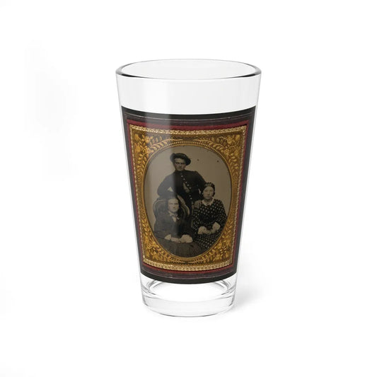 Unidentified Soldier In Union Uniform And Two Women (U.S. Civil War) Pint Glass 16oz-16oz-Go Mug Yourself