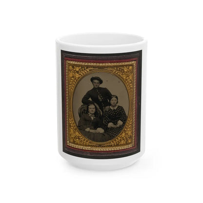 Unidentified Soldier In Union Uniform And Two Women (U.S. Civil War) White Coffee Mug-15oz-Go Mug Yourself