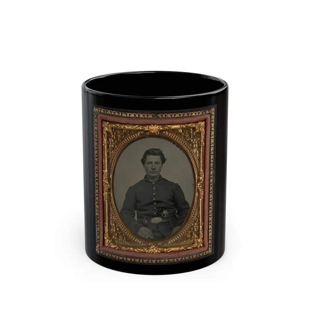 Unidentified Soldier In Union Uniform And U.S. Belt Buckle With Pistol (U.S. Civil War) Black Coffee Mug-11oz-Go Mug Yourself