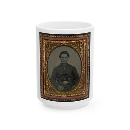 Unidentified Soldier In Union Uniform And U.S. Belt Buckle With Pistol (U.S. Civil War) White Coffee Mug-15oz-Go Mug Yourself