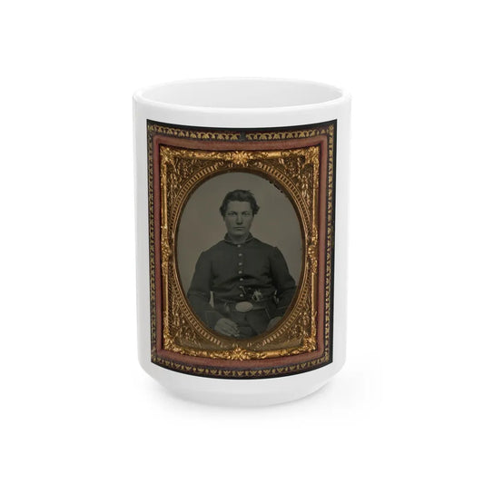 Unidentified Soldier In Union Uniform And U.S. Belt Buckle With Pistol (U.S. Civil War) White Coffee Mug-15oz-Go Mug Yourself