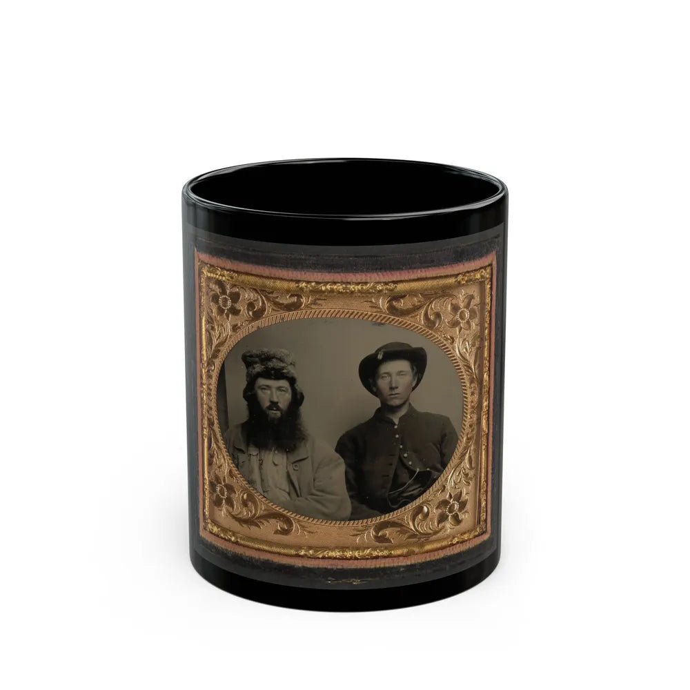 Unidentified Soldier In Union Uniform And Unidentified Man With Full Beard In Fur Hat (U.S. Civil War) Black Coffee Mug-11oz-Go Mug Yourself