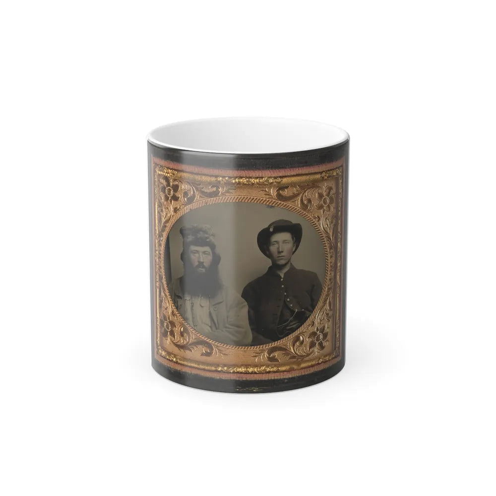 Unidentified Soldier in Union Uniform and Unidentified Man With Full Beard in Fur Hat (U.S. Civil War) Color Changing Coffee Mug 11oz-11oz-Go Mug Yourself