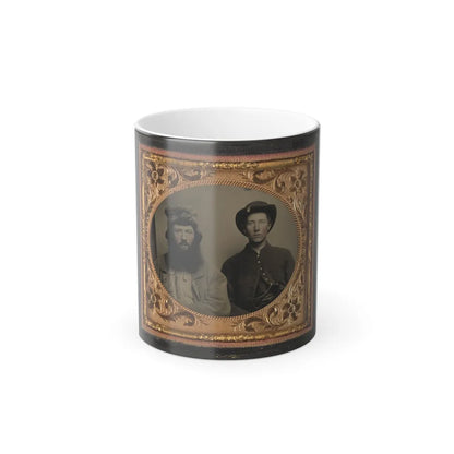 Unidentified Soldier in Union Uniform and Unidentified Man With Full Beard in Fur Hat (U.S. Civil War) Color Changing Coffee Mug 11oz-11oz-Go Mug Yourself