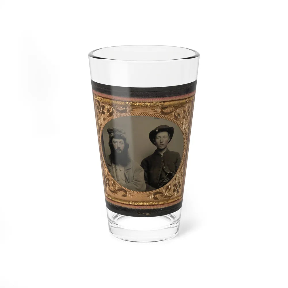 Unidentified Soldier In Union Uniform And Unidentified Man With Full Beard In Fur Hat (U.S. Civil War) Pint Glass 16oz-16oz-Go Mug Yourself