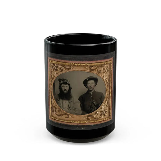Unidentified Soldier In Union Uniform And Unidentified Man With Full Beard In Fur Hat (U.S. Civil War) Black Coffee Mug 15oz - Go Mug Yourself