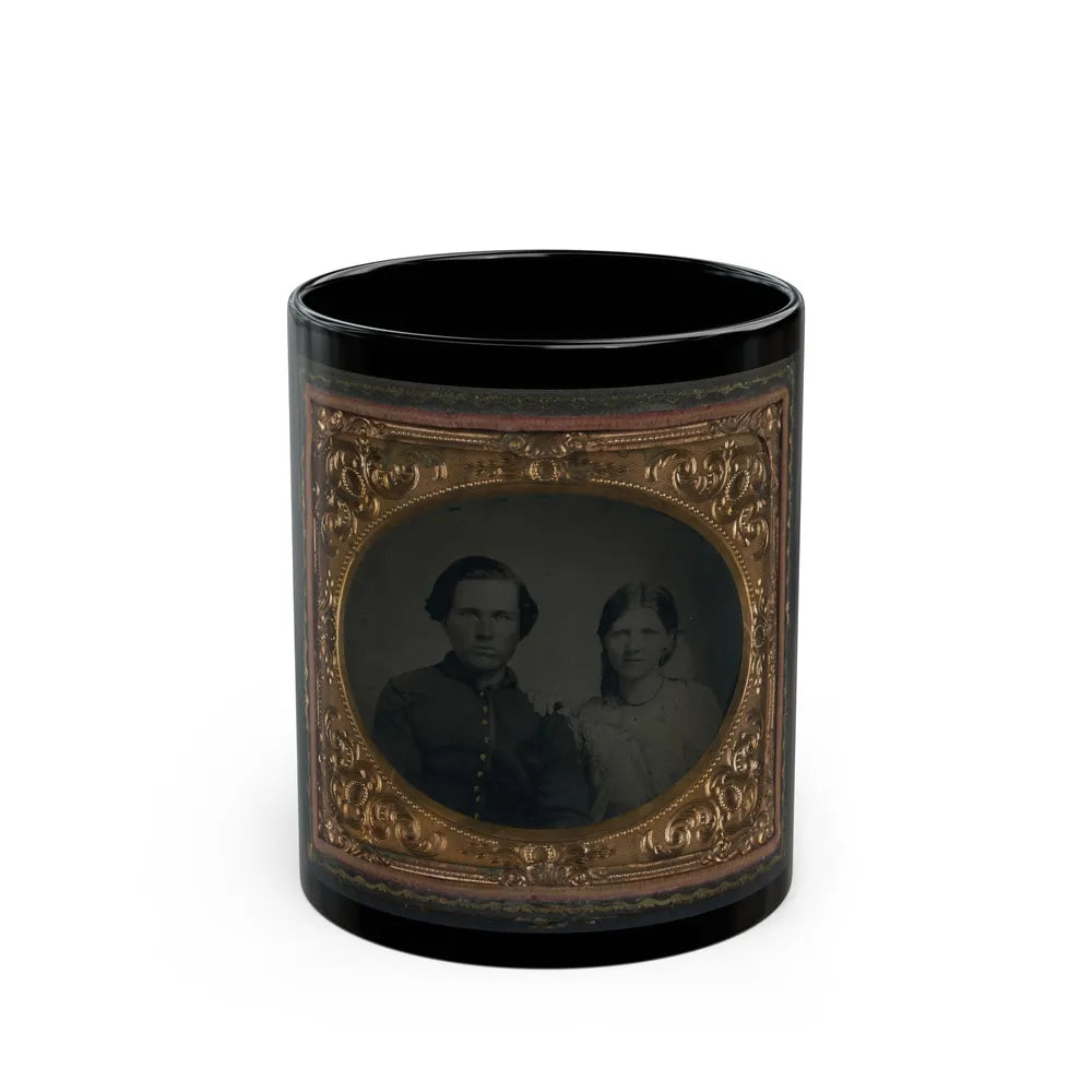 Unidentified Soldier In Union Uniform And Unidentified Woman (U.S. Civil War) Black Coffee Mug-11oz-Go Mug Yourself