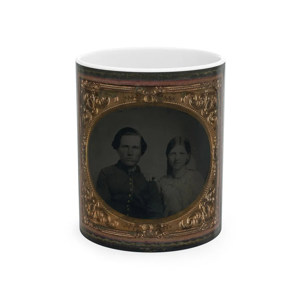 Unidentified Soldier In Union Uniform And Unidentified Woman (U.S. Civil War) White Coffee Mug-11oz-Go Mug Yourself