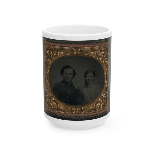 Unidentified Soldier In Union Uniform And Unidentified Woman (U.S. Civil War) White Coffee Mug-15oz-Go Mug Yourself