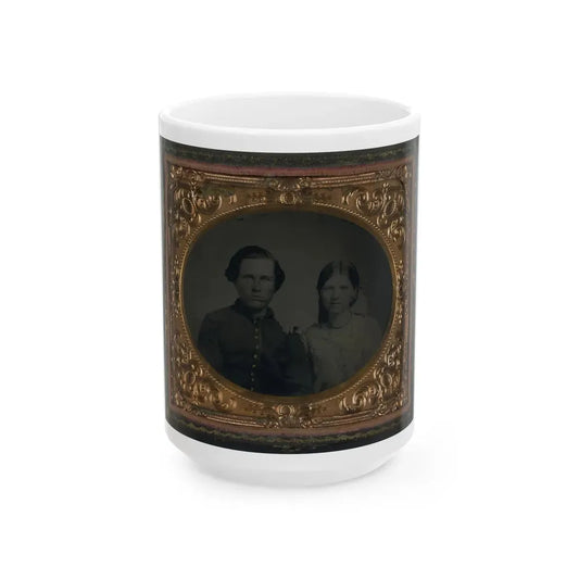 Unidentified Soldier In Union Uniform And Unidentified Woman (U.S. Civil War) White Coffee Mug 15oz - Go Mug Yourself