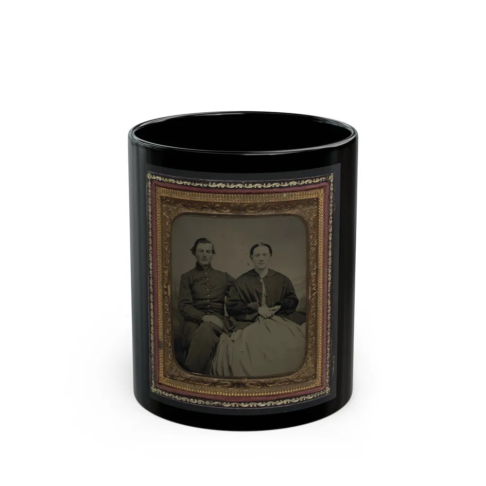 Unidentified Soldier In Union Uniform And Unidentified Woman(2) (U.S. Civil War) Black Coffee Mug-11oz-Go Mug Yourself