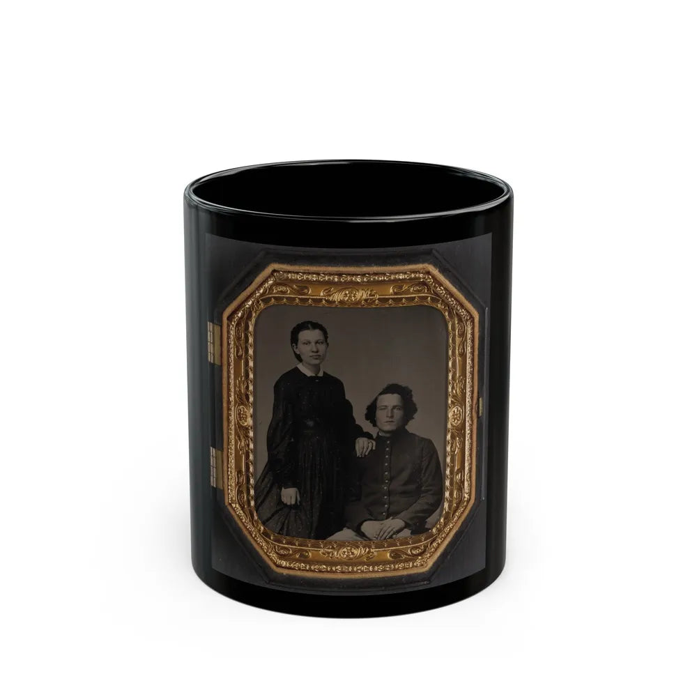 Unidentified Soldier In Union Uniform And Unidentified Woman(3) (U.S. Civil War) Black Coffee Mug-11oz-Go Mug Yourself