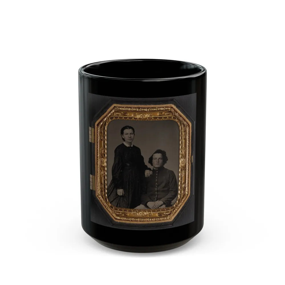 Unidentified Soldier In Union Uniform And Unidentified Woman(3) (U.S. Civil War) Black Coffee Mug-15oz-Go Mug Yourself