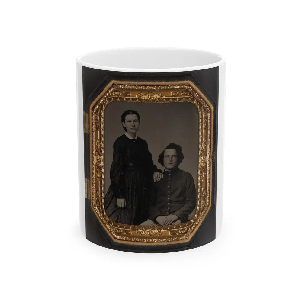 Unidentified Soldier In Union Uniform And Unidentified Woman(3) (U.S. Civil War) White Coffee Mug-11oz-Go Mug Yourself