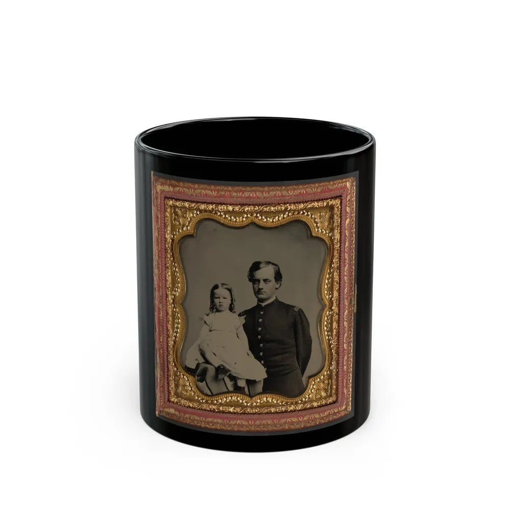 Unidentified Soldier In Union Uniform And Unidentified Young Girl, Probably His Daughter (U.S. Civil War) Black Coffee Mug-11oz-Go Mug Yourself