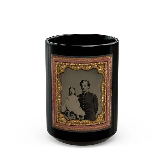 Unidentified Soldier In Union Uniform And Unidentified Young Girl, Probably His Daughter (U.S. Civil War) Black Coffee Mug-15oz-Go Mug Yourself