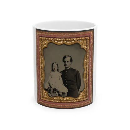 Unidentified Soldier In Union Uniform And Unidentified Young Girl, Probably His Daughter (U.S. Civil War) White Coffee Mug-11oz-Go Mug Yourself