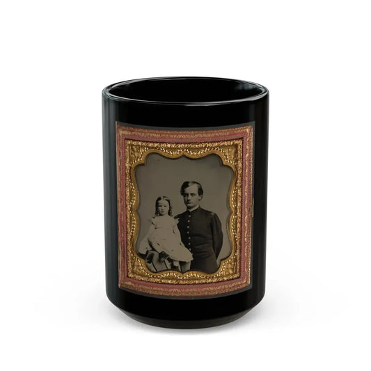 Unidentified Soldier In Union Uniform And Unidentified Young Girl, Probably His Daughter (U.S. Civil War) Black Coffee Mug 15oz - Go Mug Yourself