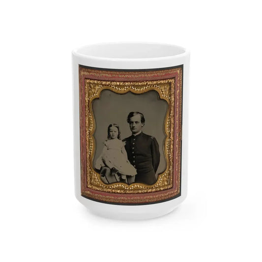 Unidentified Soldier In Union Uniform And Unidentified Young Girl, Probably His Daughter (U.S. Civil War) White Coffee Mug 15oz - Go Mug Yourself