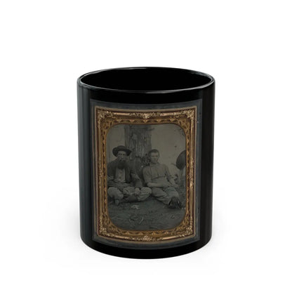 Unidentified Soldier In Union Uniform And Unidentified Young Man Sitting On The Ground And Whittling (U.S. Civil War) Black Coffee Mug-11oz-Go Mug Yourself