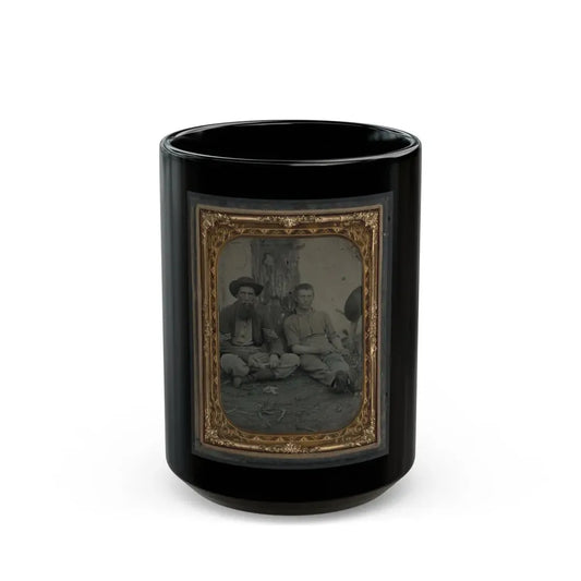 Unidentified Soldier In Union Uniform And Unidentified Young Man Sitting On The Ground And Whittling (U.S. Civil War) Black Coffee Mug 15oz - Go Mug Yourself