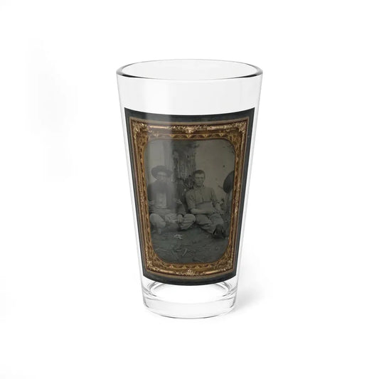 Unidentified Soldier In Union Uniform And Unidentified Young Man Sitting On The Ground And Whittling (U.S. Civil War) Pint Glass 16oz 16oz - Go Mug Yourself