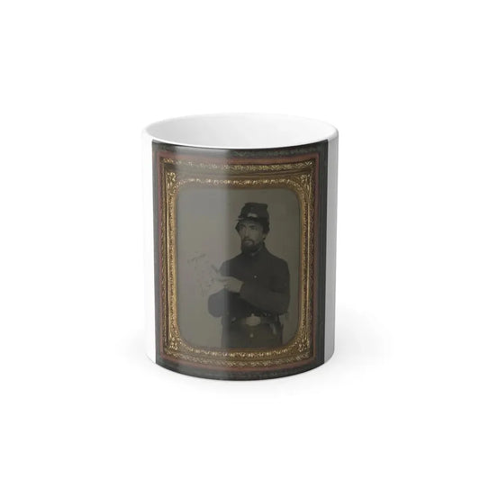Unidentified Soldier in Union Uniform and U.S. Belt Buckle With Pistol Holding Hand-Drawn Map of Virginia (U.S. Civil War) Color Changing Coffee Mug 11oz Default Title 11oz - Go Mug Yourself
