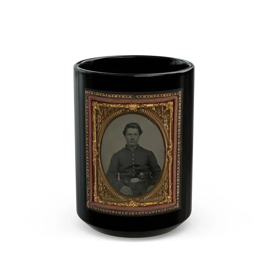 Unidentified Soldier In Union Uniform And U.S. Belt Buckle With Pistol (U.S. Civil War) Black Coffee Mug 15oz - Go Mug Yourself