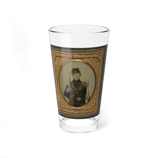 Unidentified Soldier In Union Uniform Holding A U.S. Model 1855 Pistol-Carbine With Attached Shoulder Stock And A Saber (U.S. Civil War) Pint Glass 16oz 16oz - Go Mug Yourself